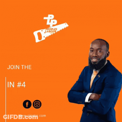 Man In Suit And Tie Orange Background Join Movement #4 GIF