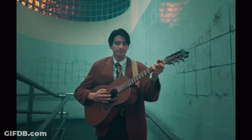 Man In Suit And Tie Playing Guitar GIF