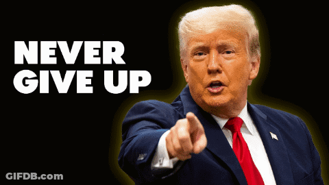 Man In Suit And Tie Pointing At Never Give Up GIF