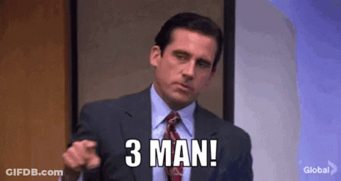 Man In Suit And Tie Pointing Saying 3 Man GIF