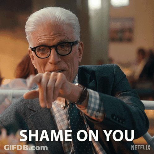 Man In Suit And Tie Pointing Shame On You GIF