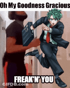 Man In Suit And Tie Running With Briefcase Saying Oh My Goodness Gracious Freak N You GIF