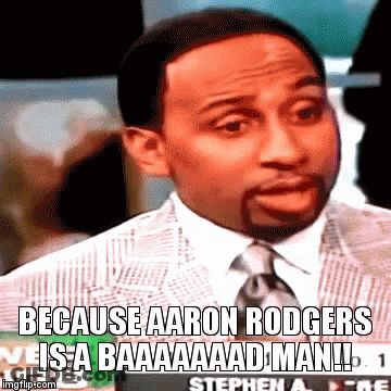 Man In Suit And Tie Saying Aaron Rodgers Is Bad GIF