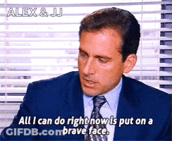 Man In Suit And Tie Saying All I Can Do Right Now Is Put On A Brave Face GIF