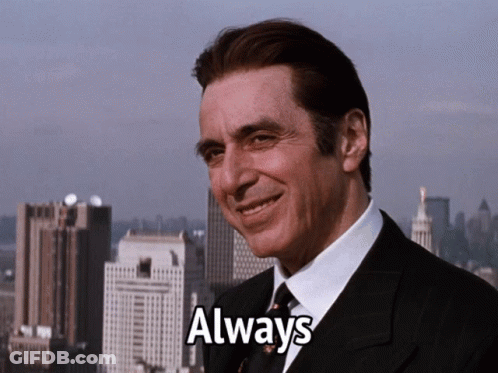 Man In Suit And Tie Saying Always GIF