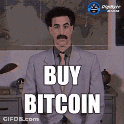 Man In Suit And Tie Saying Buy Bitcoin GIF
