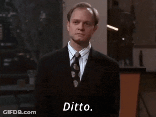 Man In Suit And Tie Saying Ditto GIF