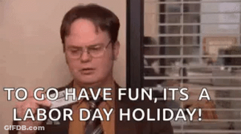Man In Suit And Tie Saying Go Have Fun Labor Day Holiday GIF
