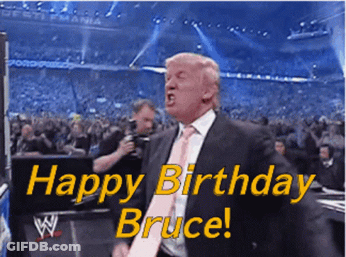 Man In Suit And Tie Saying Happy Birthday Bruce GIF