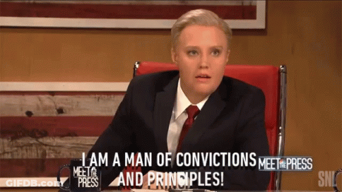 Man In Suit And Tie Saying I Am A Man Of Convictions GIF