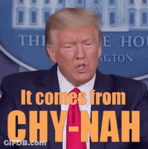 Man In Suit And Tie Saying It Comes From China GIF