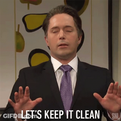 Man In Suit And Tie Saying Let's Keep It Clean GIF