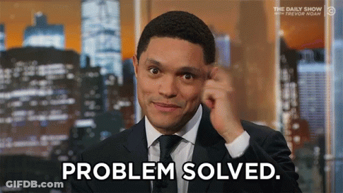 Man In Suit And Tie Saying Problem Solved GIF