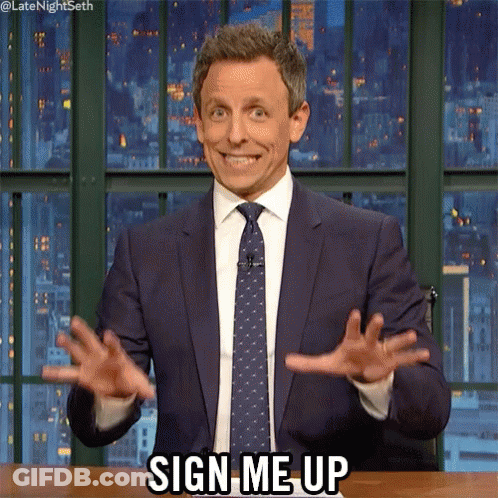 Man In Suit And Tie Saying Sign Me Up GIF
