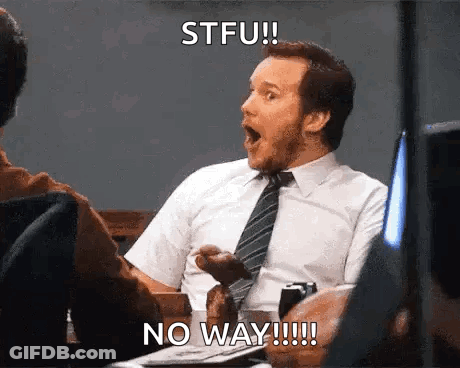 Man In Suit And Tie Saying Stfu No Way GIF