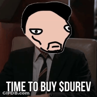 Man In Suit And Tie Saying Time To Buy $Durev GIF
