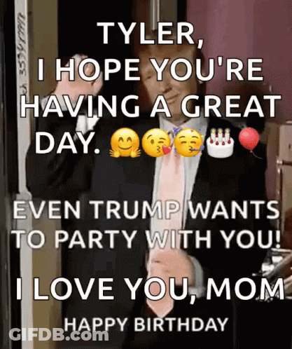 Man In Suit And Tie Saying Tyler Hope You're Having A Great Day GIF