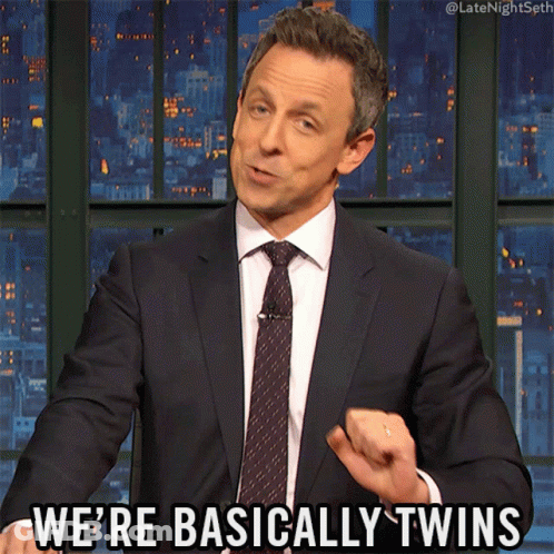 Man In Suit And Tie Saying We Are Basically Twins GIF