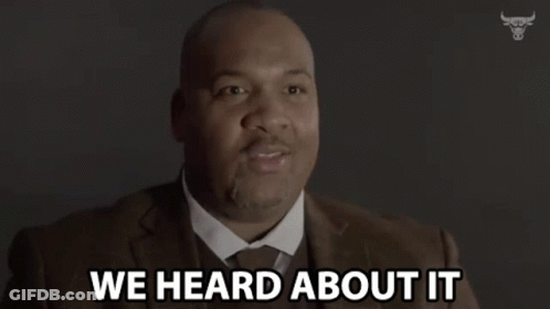 Man In Suit And Tie Saying We Heard About It GIF