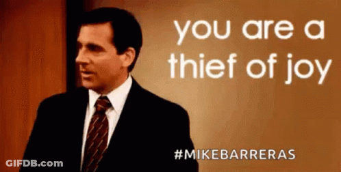 Man In Suit And Tie Saying You Are A Thief Of Joy GIF