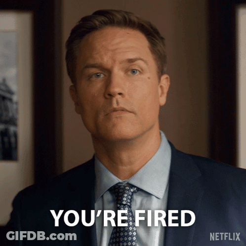 Man In Suit And Tie Saying You're Fired GIF