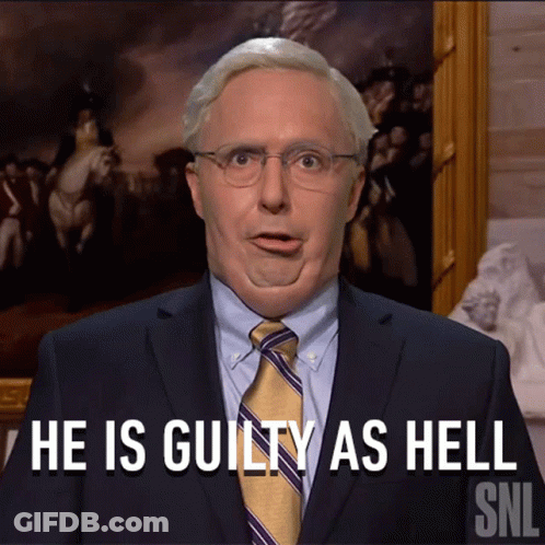 Man In Suit And Tie Says Guilty As Hell SNL GIF