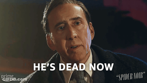 Man In Suit And Tie Says He's Dead With Prime Logo GIF