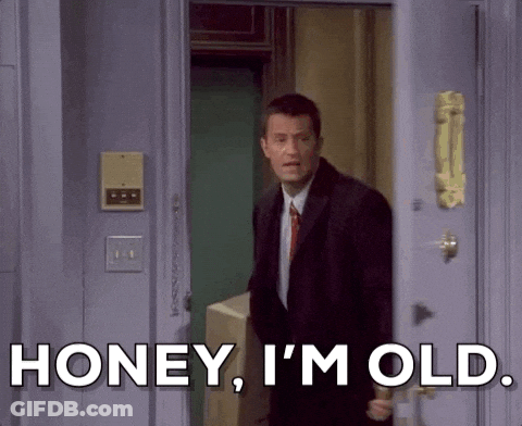 Man In Suit And Tie Says Honey I'm Old GIF