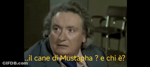 Man In Suit And Tie Says Il Cane Di Mustapha GIF