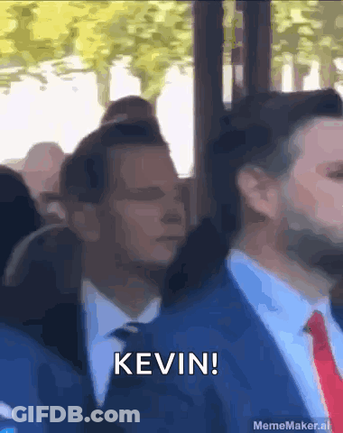 Man In Suit And Tie Says Kevin GIF