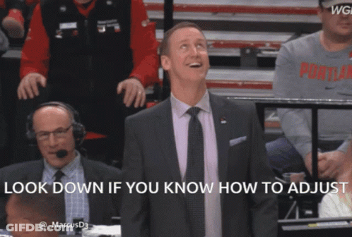 Man In Suit And Tie Says Look Down If You Know How To Adjust GIF