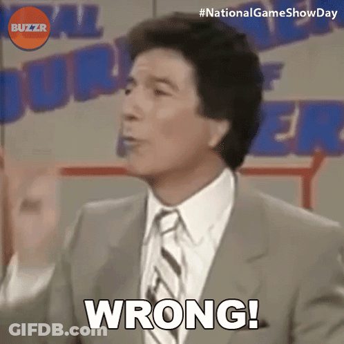 Man In Suit And Tie Says Wrong In Front Of Buzzr Logo GIF