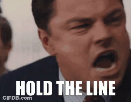 Man In Suit And Tie Screaming Hold The Line GIF