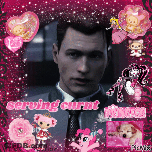 Man In Suit And Tie Serving Curvat Princess GIF