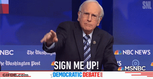 Man In Suit And Tie Sign Me Up Democratic Debate GIF