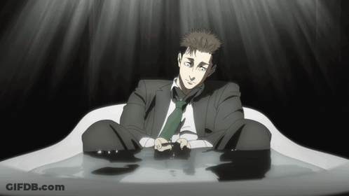 Man In Suit And Tie Sitting In Bathtub GIF
