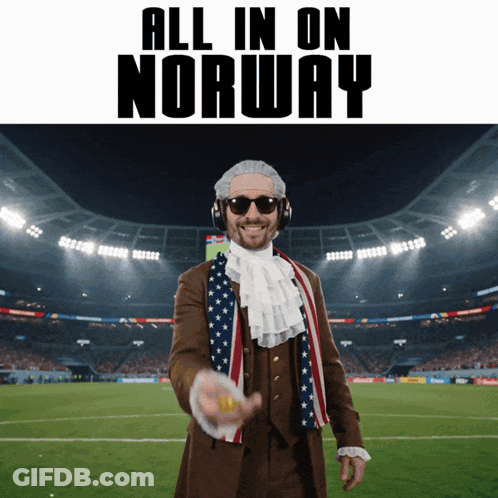 Man In Suit And Tie Stadium All In On Norway GIF