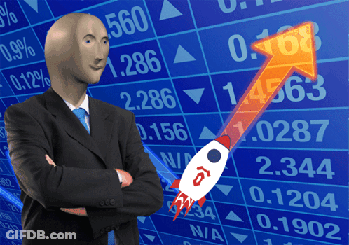 Man In Suit And Tie Standing In Front Of Stock Board GIF