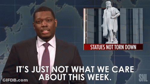 Man In Suit And Tie Talking Statues Not Torn Down GIF