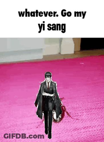 Man In Suit And Tie Walking On Pink Rug Whatever Go My Yi Sang GIF