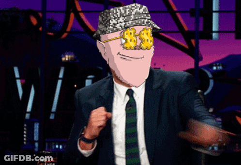 Man In Suit And Tie With Dollar Sign Sunglasses GIF