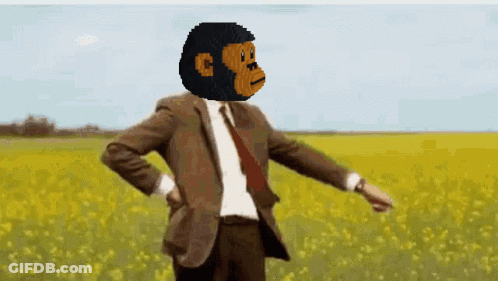 Man In Suit And Tie With Monkey Head GIF