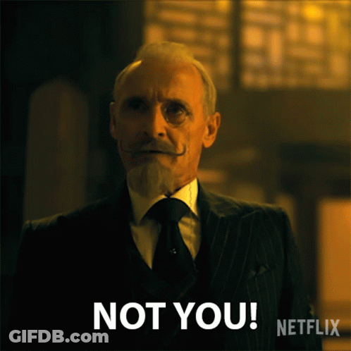 Man In Suit And Tie With Mustache Says Not You GIF