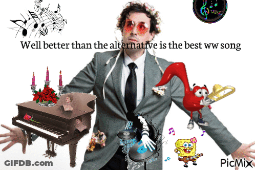 Man In Suit And Tie With Piano And SpongeBob GIF