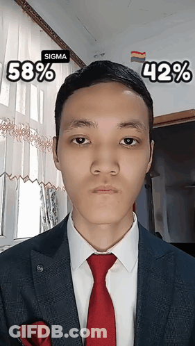 Man In Suit And Tie With Sigma Percentage GIF