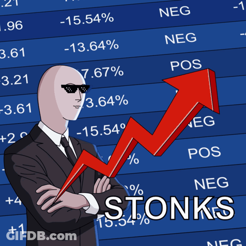 Man In Suit And Tie With Stonks Arrow GIF