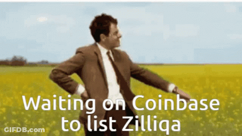 Man In Suit And Tie With Waiting On Coinbase To List Zilliqa GIF