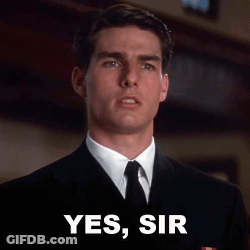 Man In Suit And Tie With Yes Sir Sign GIF