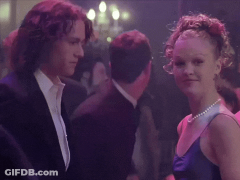 Man In Suit And Woman In Blue Dress Dancing GIF