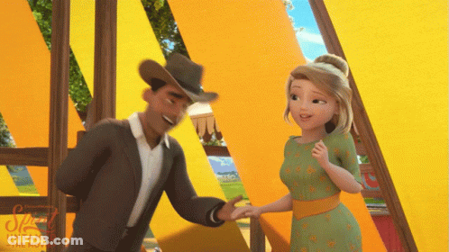 Man In Suit And Woman In Green Dress Shake Hands GIF